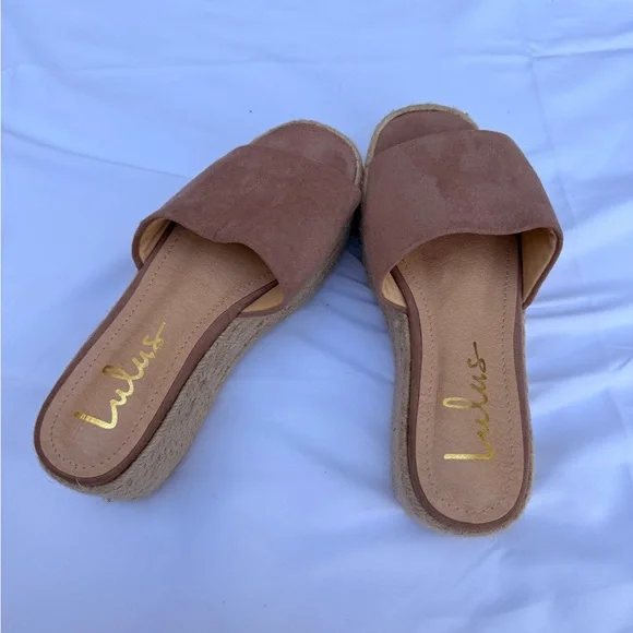 Lulu's Mauve Espadrille Slide Sandals - Picture 1 of 5